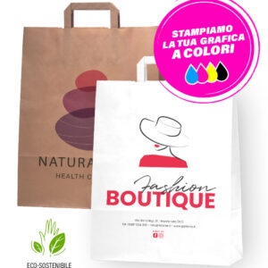 SHOPPER IN CARTA Maniglia Piatta | Adatte per Negozi